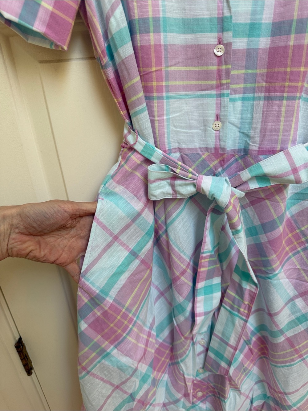 Brooks Brothers Pastel Plaid Button-Front Shirt Dress sz 12 - Picture 7 of 10